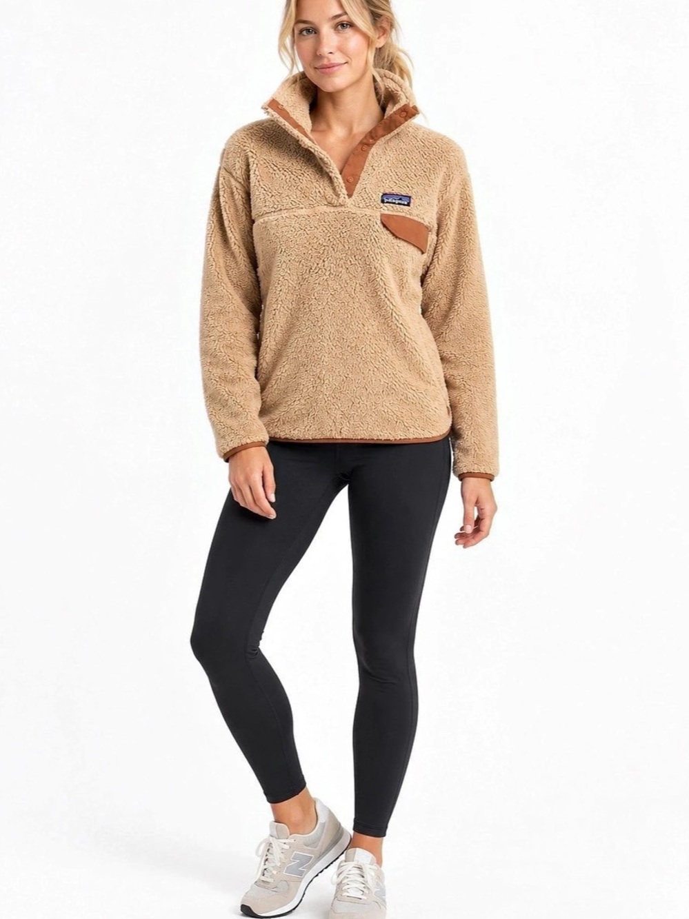 Patagonia Re-Tool Snap-T Fleece Pullover Womens M Tan Brown Y2K